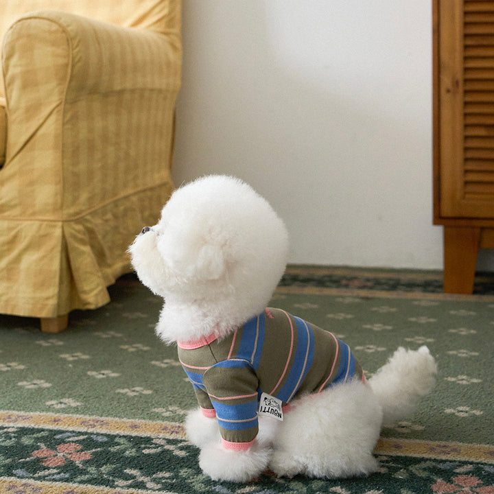 ※予約販売【noutti】Momo Stripe T-shirt（Vintage Khaki）