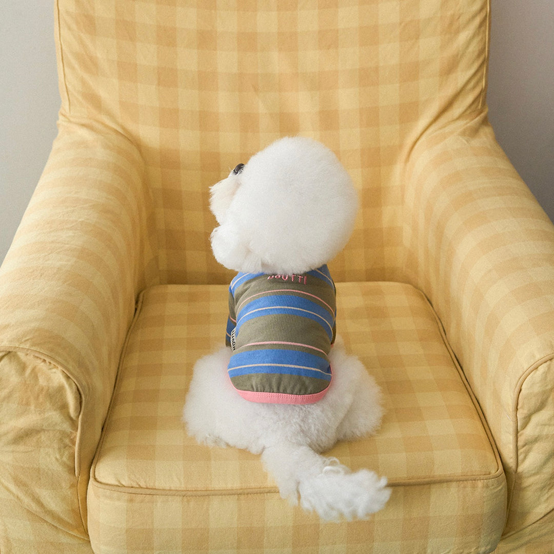※予約販売【noutti】Momo Stripe T-shirt（Vintage Khaki）