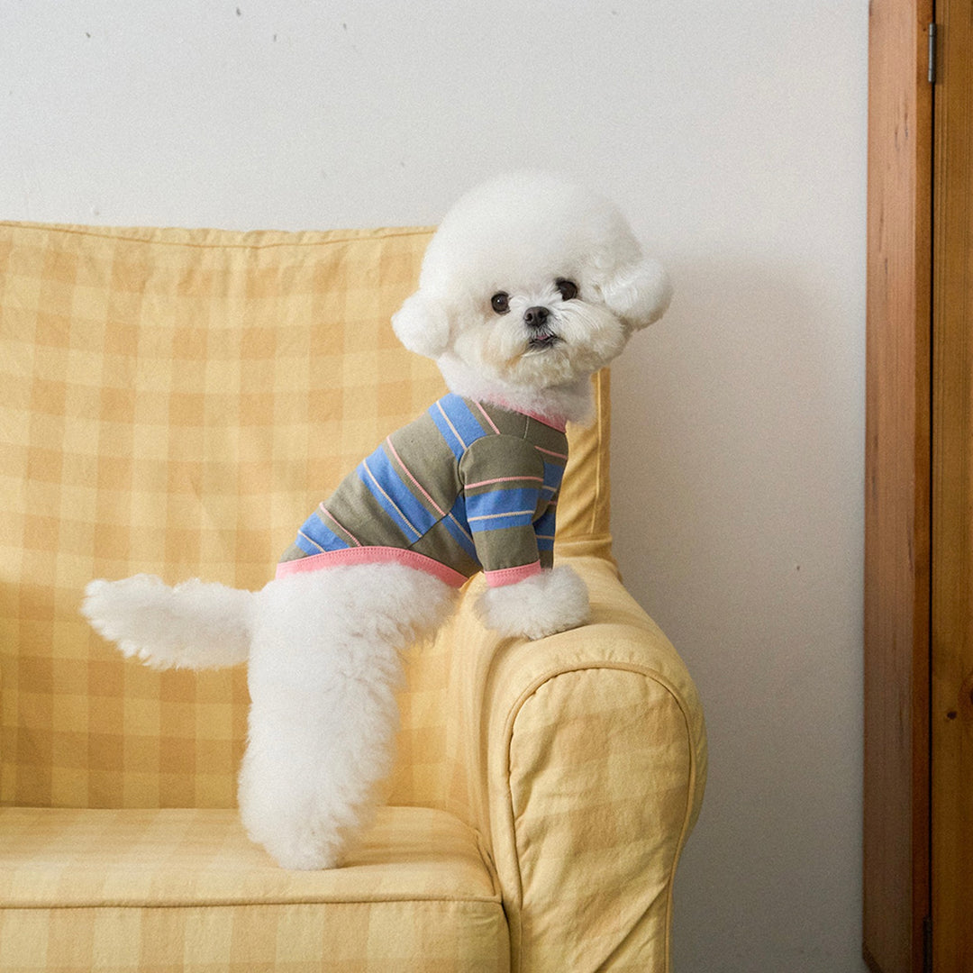 ※予約販売【noutti】Momo Stripe T-shirt（Vintage Khaki）