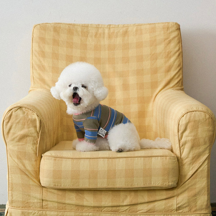 ※予約販売【noutti】Momo Stripe T-shirt（Vintage Khaki）