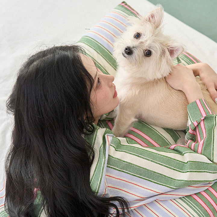 ※予約販売【noutti】Poppy Stripe Pajama（Pink & Green）