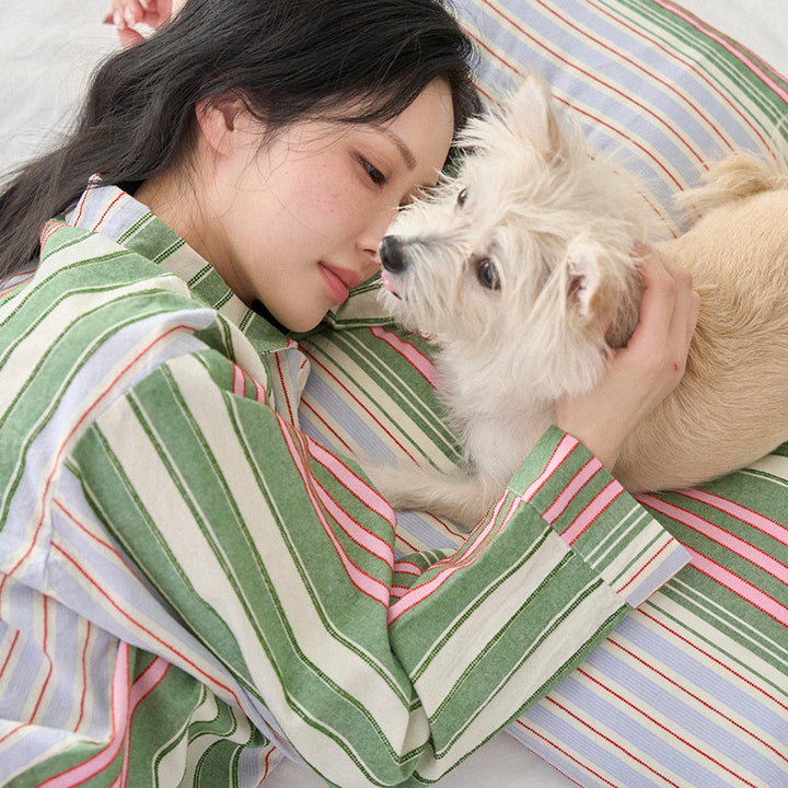 ※予約販売【noutti】Poppy Stripe Pajama（Pink & Green）