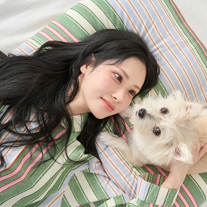 ※予約販売【noutti】Poppy Stripe Pajama（Pink & Green）