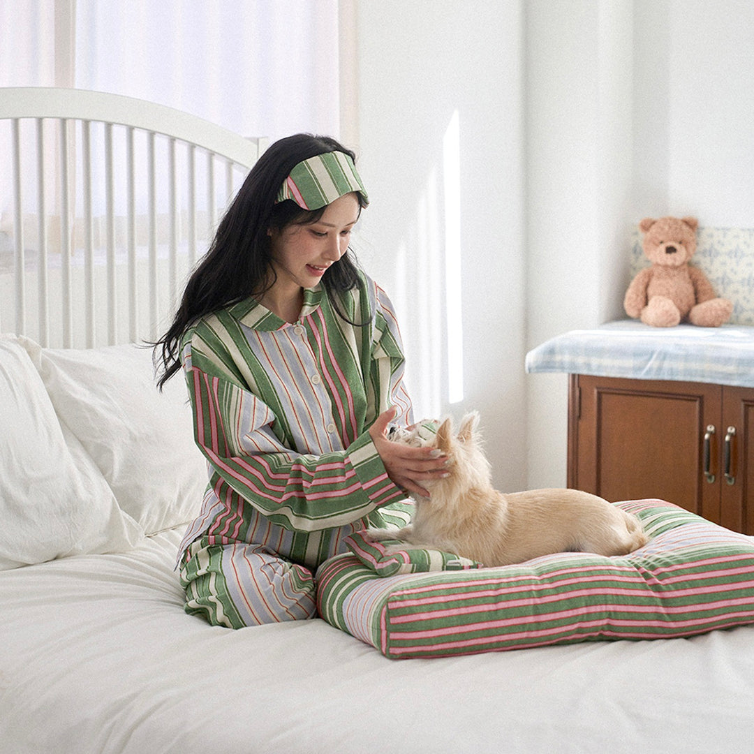 ※予約販売【noutti】Poppy Stripe Pajama（Pink & Green）