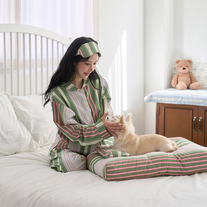 ※予約販売【noutti】Poppy Stripe Pajama（Pink & Green）