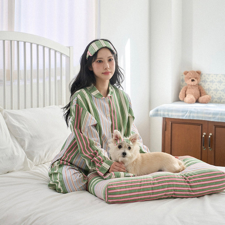 ※予約販売【noutti】Poppy Stripe Pajama（Pink & Green）