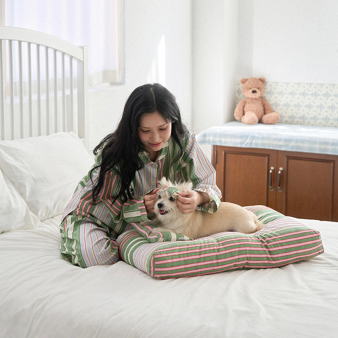※予約販売【noutti】Poppy Stripe Pajama（Pink & Green）