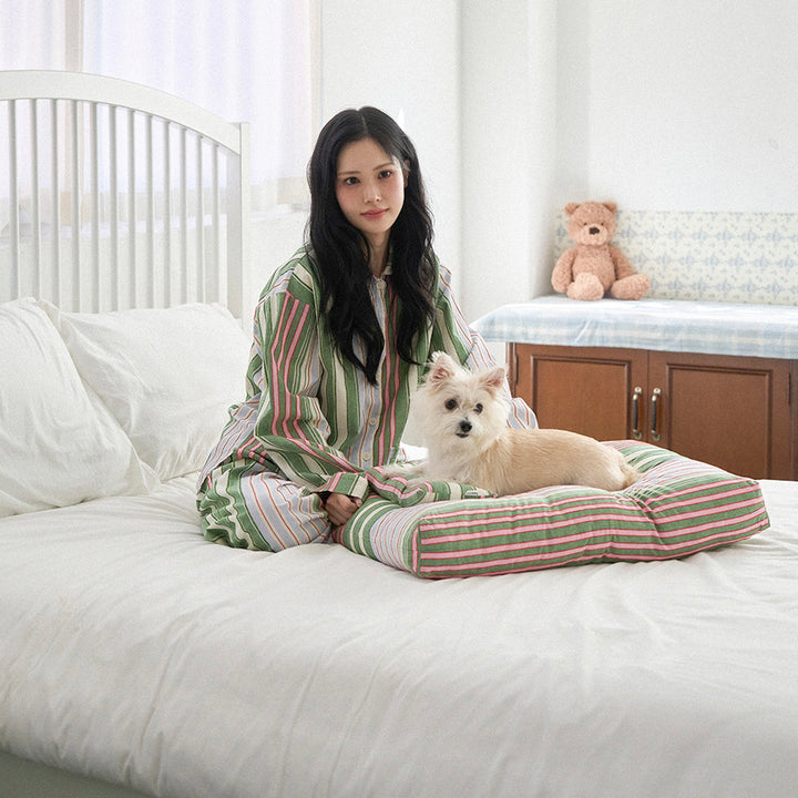※予約販売【noutti】Poppy Stripe Pajama（Pink & Green）
