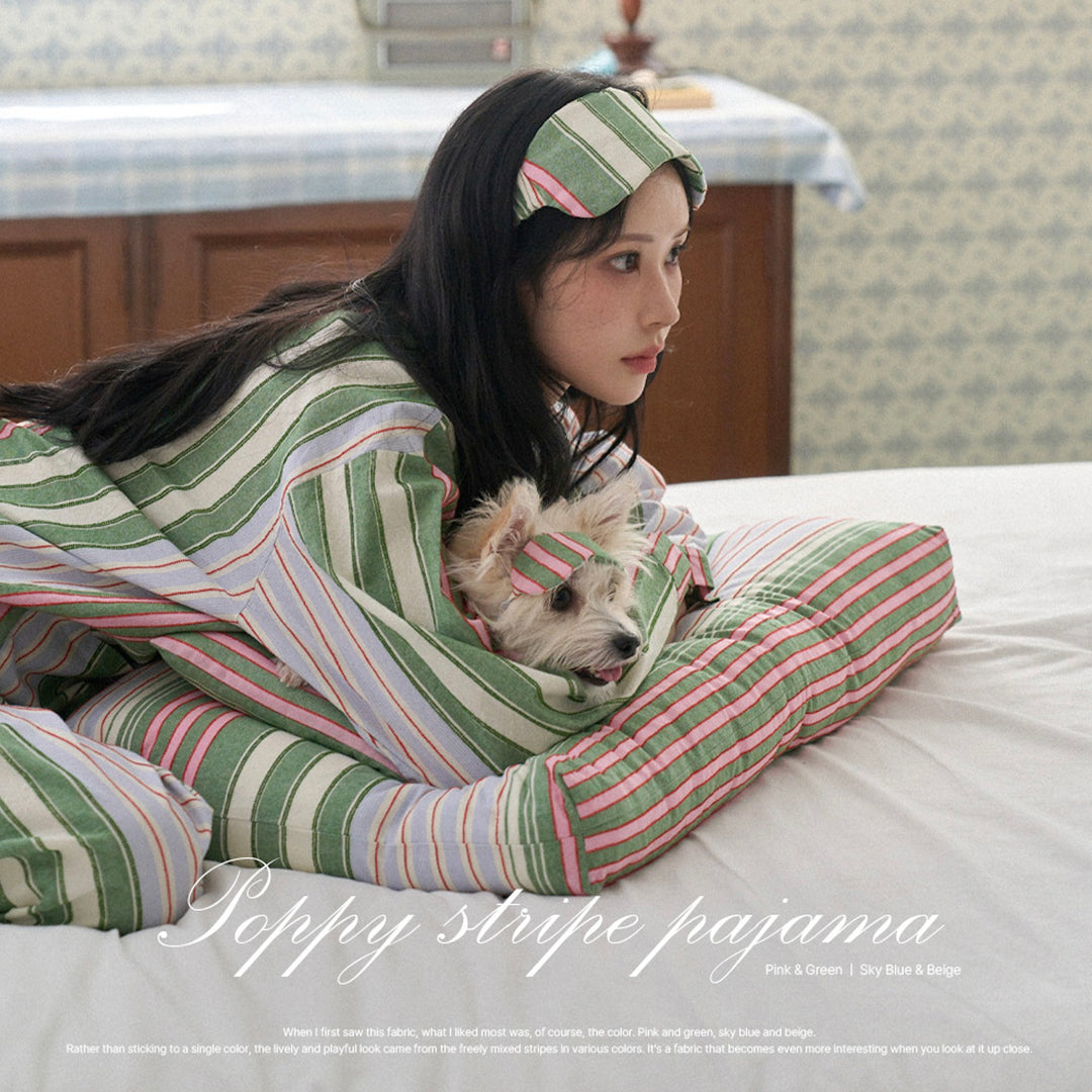 ※予約販売【noutti】Poppy Stripe Pajama（Pink & Green）