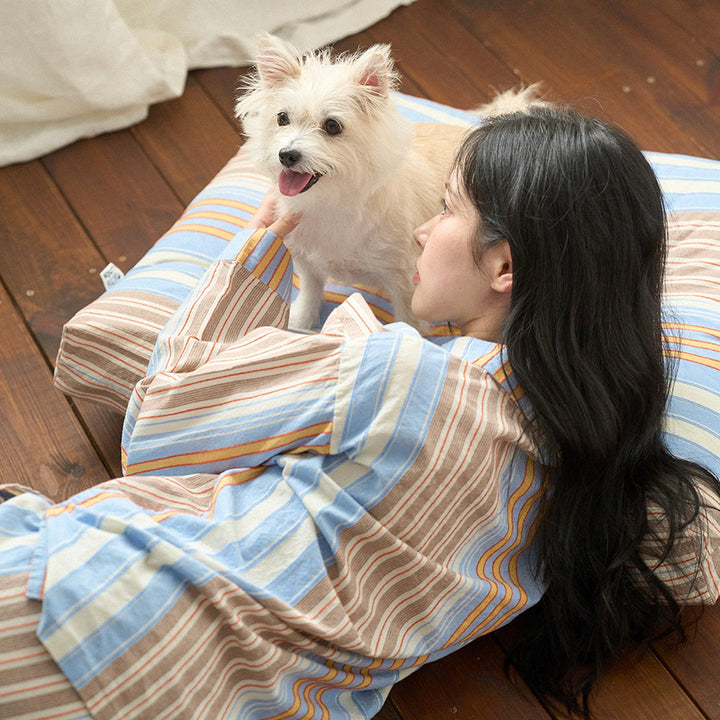※予約販売【noutti】Poppy Stripe Pajama（SkyBlue & Beige）
