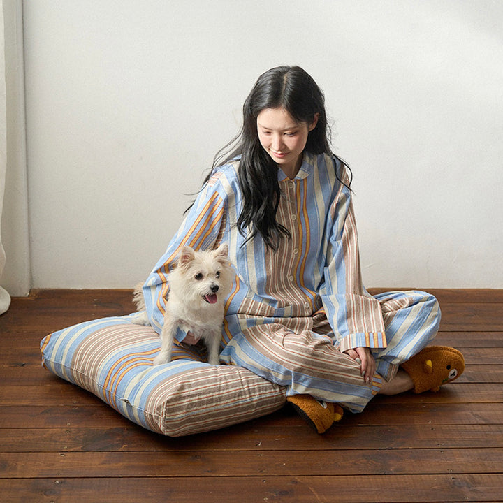 ※予約販売【noutti】Poppy Stripe Pajama（SkyBlue & Beige）