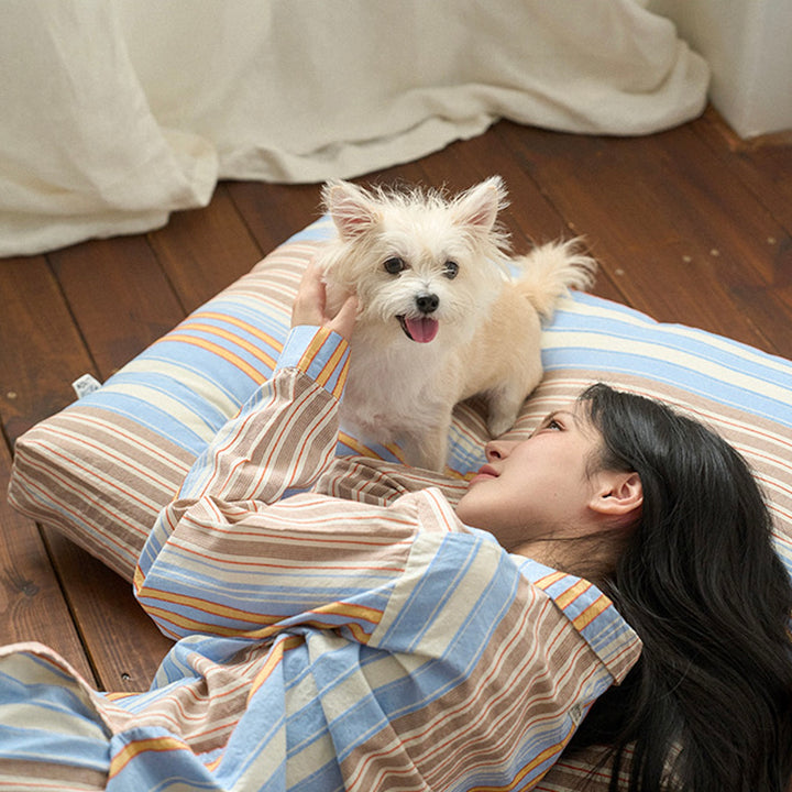 ※予約販売【noutti】Poppy Stripe Pajama（SkyBlue & Beige）