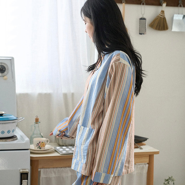 ※予約販売【noutti】Poppy Stripe Pajama（SkyBlue & Beige）