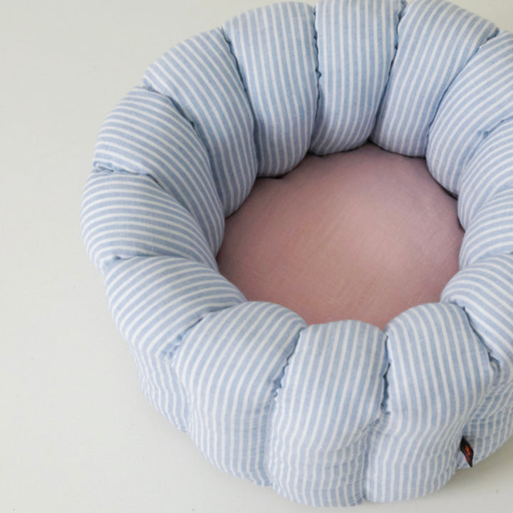 ※予約販売【azalea】Canele Cushion（Stripe Linen / Blue）