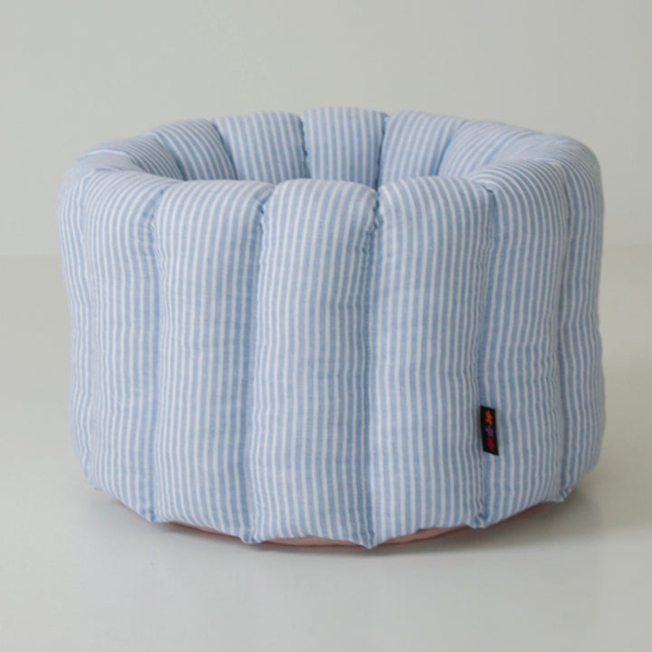 ※予約販売【azalea】Canele Cushion（Stripe Linen / Blue）