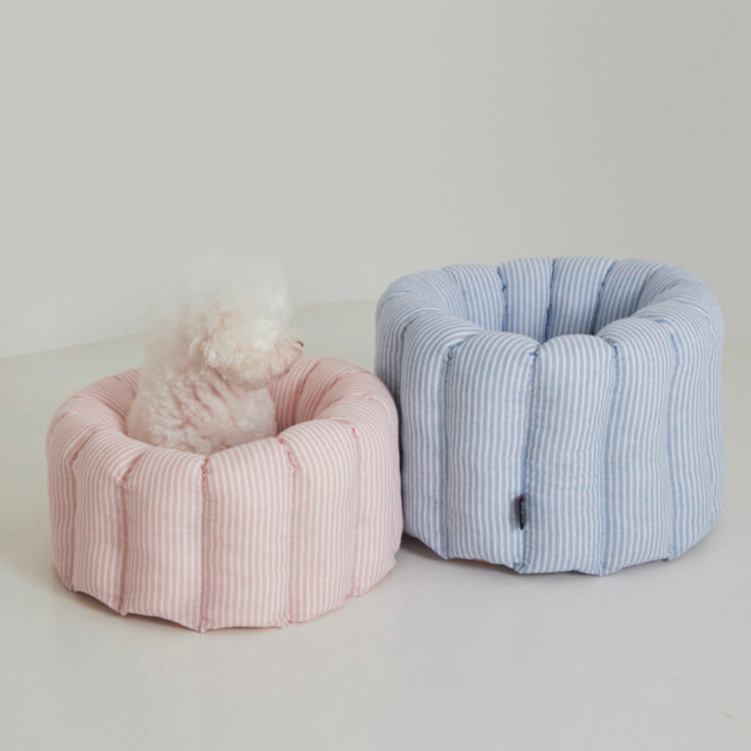 ※予約販売【azalea】Canele Cushion（Stripe Linen / Blue）