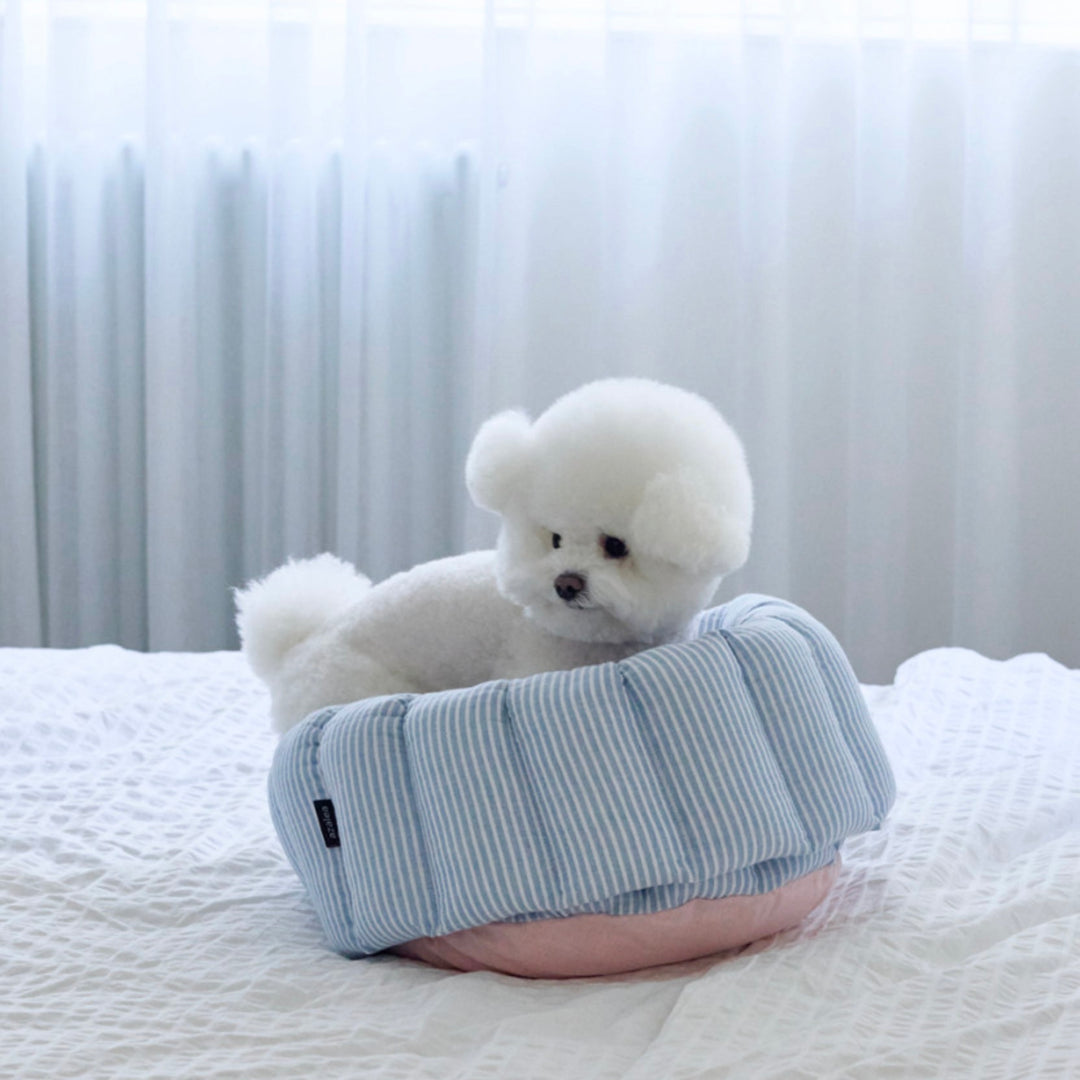 ※予約販売【azalea】Canele Cushion（Stripe Linen / Blue）