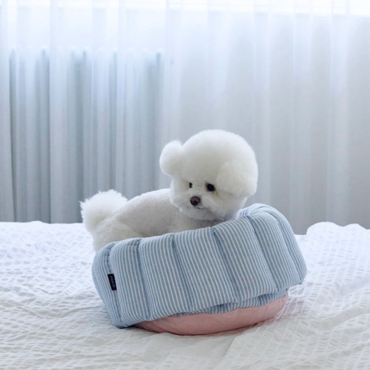 ※予約販売【azalea】Canele Cushion（Stripe Linen / Blue）