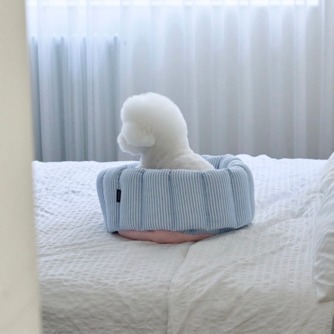 ※予約販売【azalea】Canele Cushion（Stripe Linen / Blue）