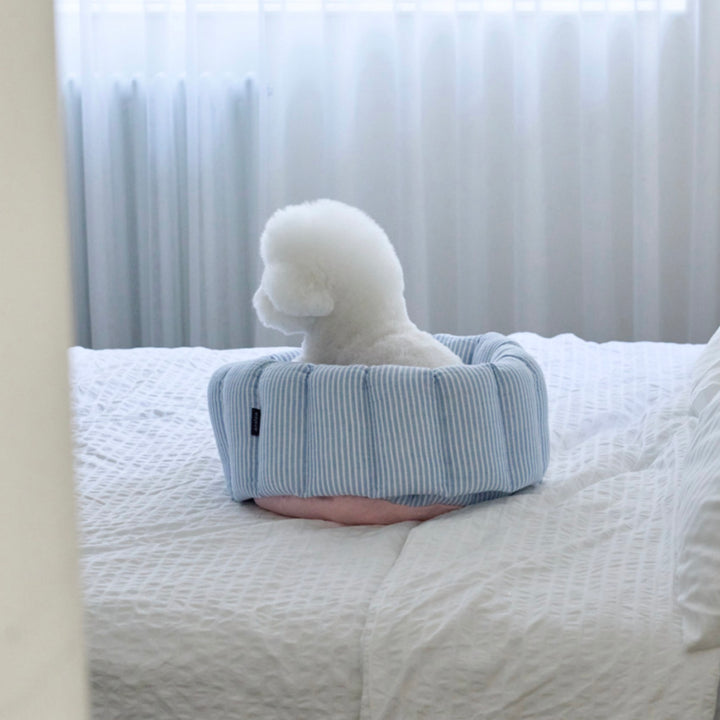 ※予約販売【azalea】Canele Cushion（Stripe Linen / Blue）