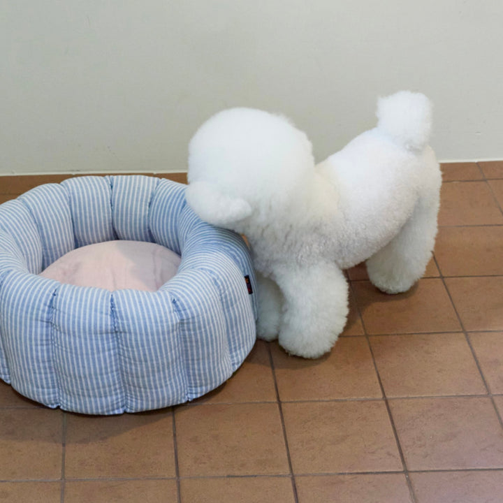 ※予約販売【azalea】Canele Cushion（Stripe Linen / Blue）