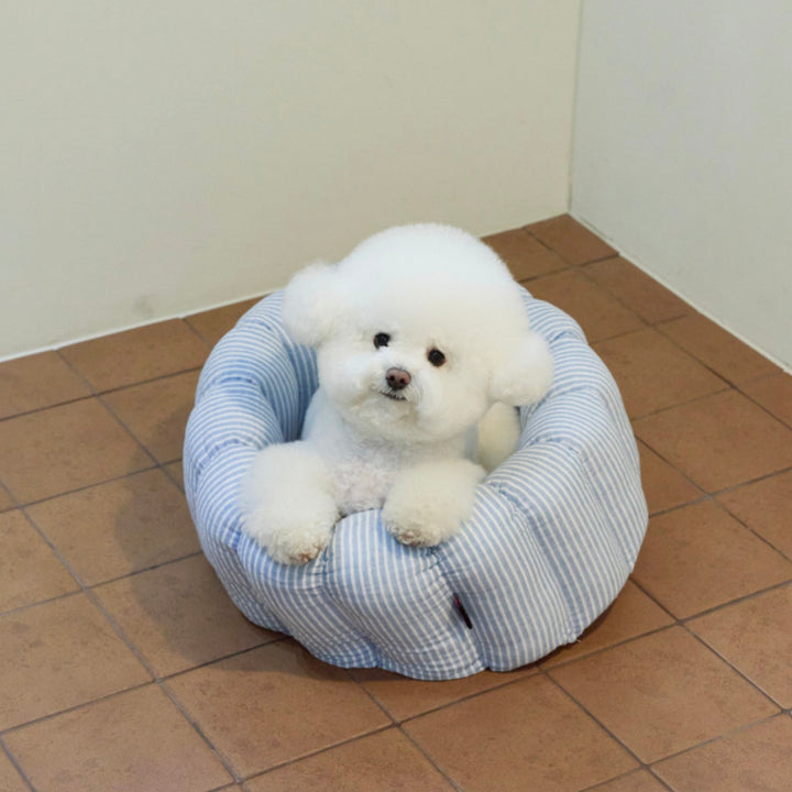 ※予約販売【azalea】Canele Cushion（Stripe Linen / Blue）