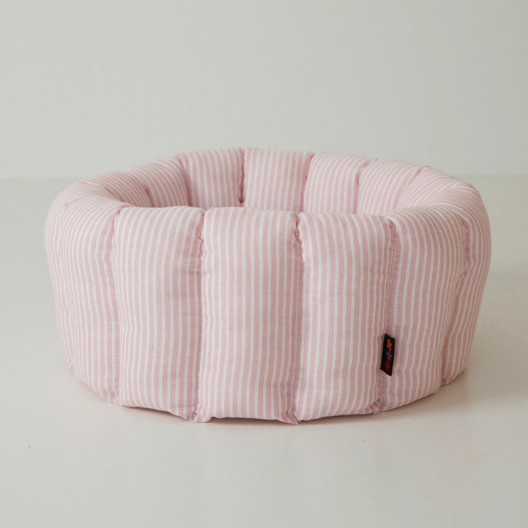 ※予約販売【azalea】Canele Cushion（Stripe Linen / Pink）