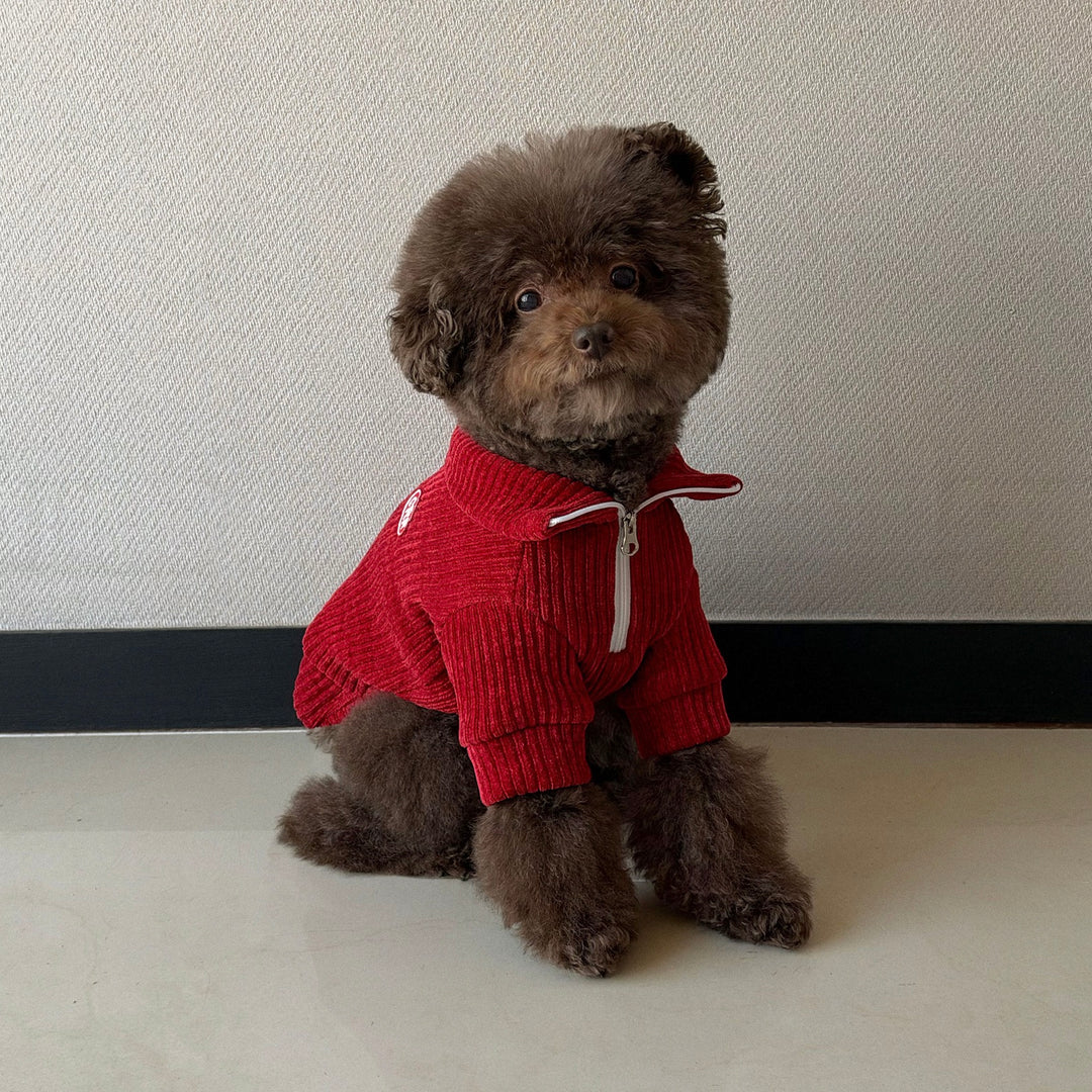 ※予約販売【CRR】Cozy Velour Half Zip-up（Burgundy）