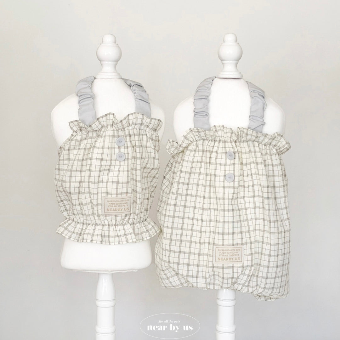 ※予約販売【near by us】Bagle Check Crop Top & Romper（Ivory）