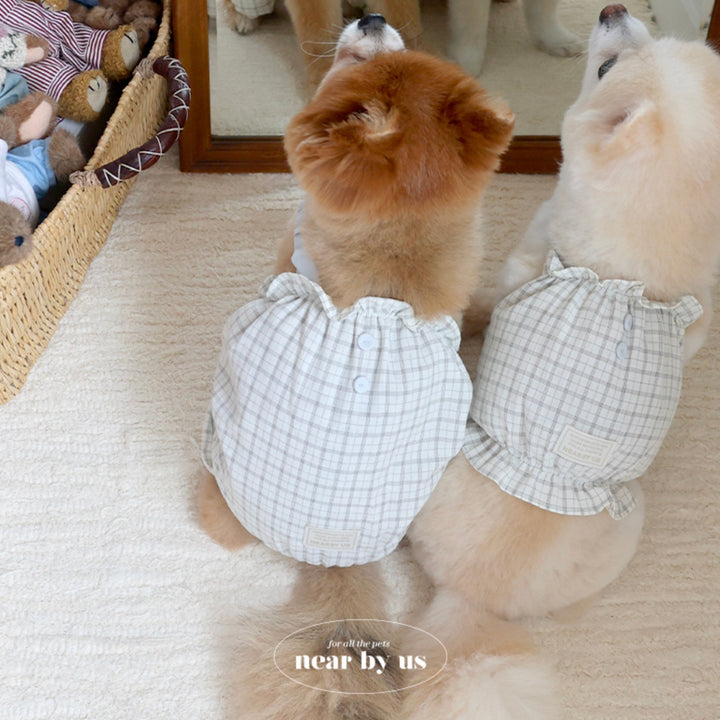 ※予約販売【near by us】Bagle Check Crop Top & Romper（Ivory）