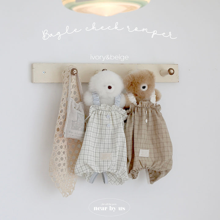 ※予約販売【near by us】Bagle Check Crop Top & Romper（Ivory）