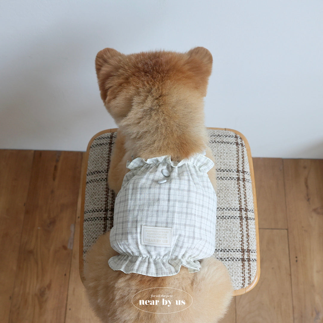 ※予約販売【near by us】Bagle Check Crop Top & Romper（Ivory）