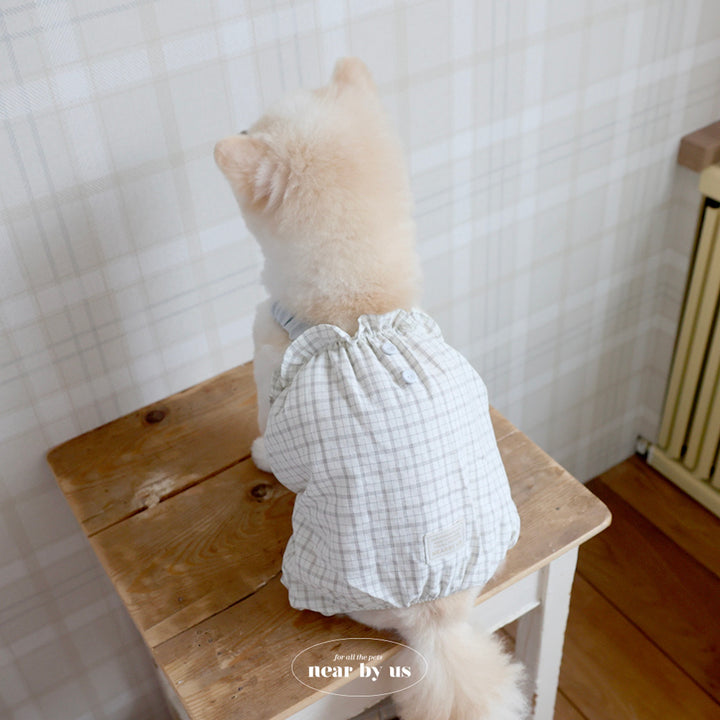 ※予約販売【near by us】Bagle Check Crop Top & Romper（Ivory）