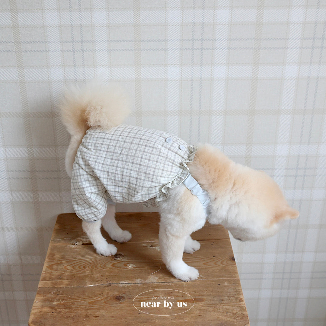 ※予約販売【near by us】Bagle Check Crop Top & Romper（Ivory）