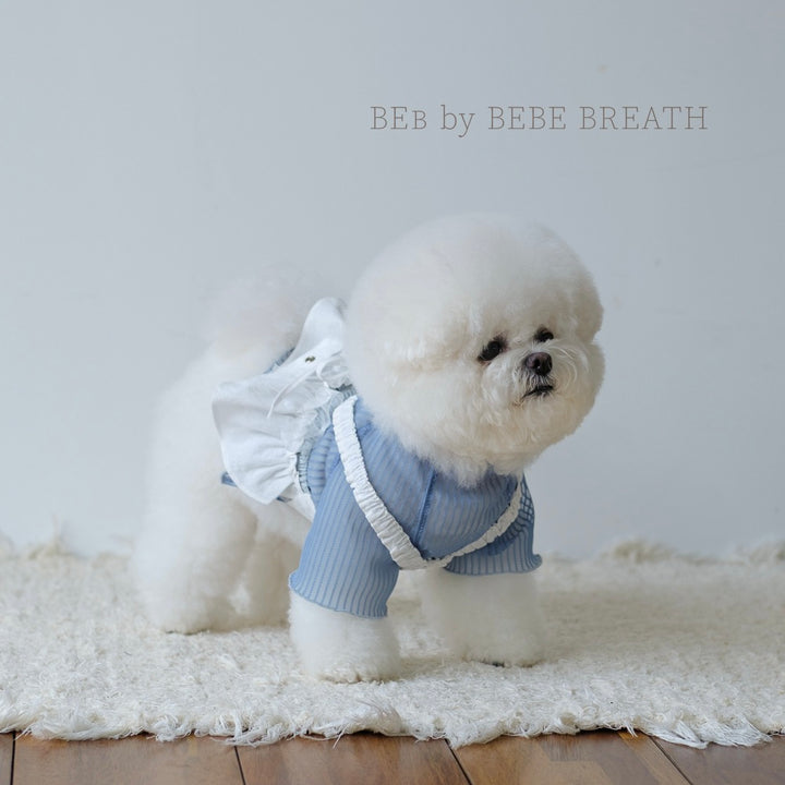 ※予約販売【BeBe Breath】Middle-Neck Sheer Top（Blue）