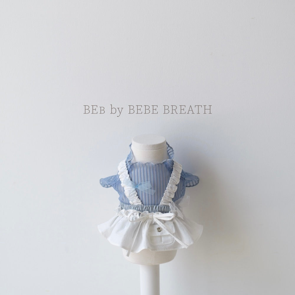※予約販売【BeBe Breath】Middle-Neck Sheer Top（Blue）