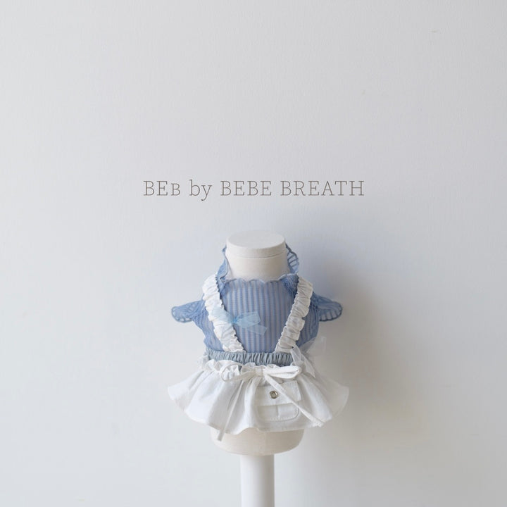 ※予約販売【BeBe Breath】Middle-Neck Sheer Top（Blue）