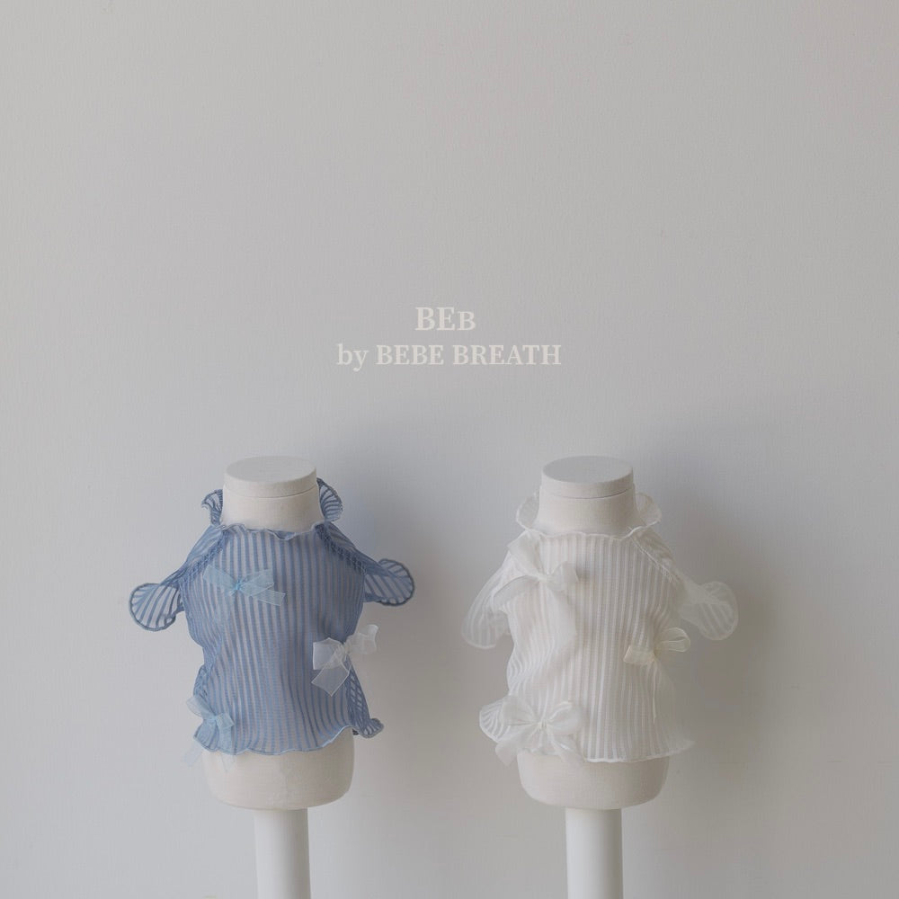 ※予約販売【BeBe Breath】Middle-Neck Sheer Top（Blue）