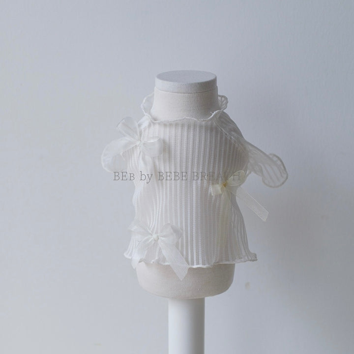 ※予約販売【BeBe Breath】Middle-Neck Sheer Top（White）