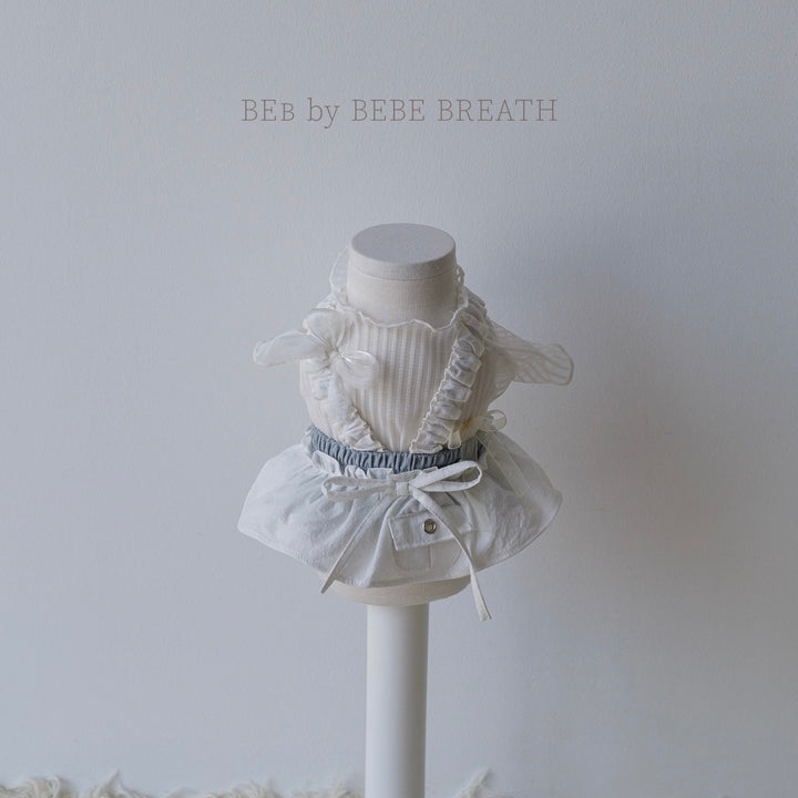 ※予約販売【BeBe Breath】Middle-Neck Sheer Top（White）
