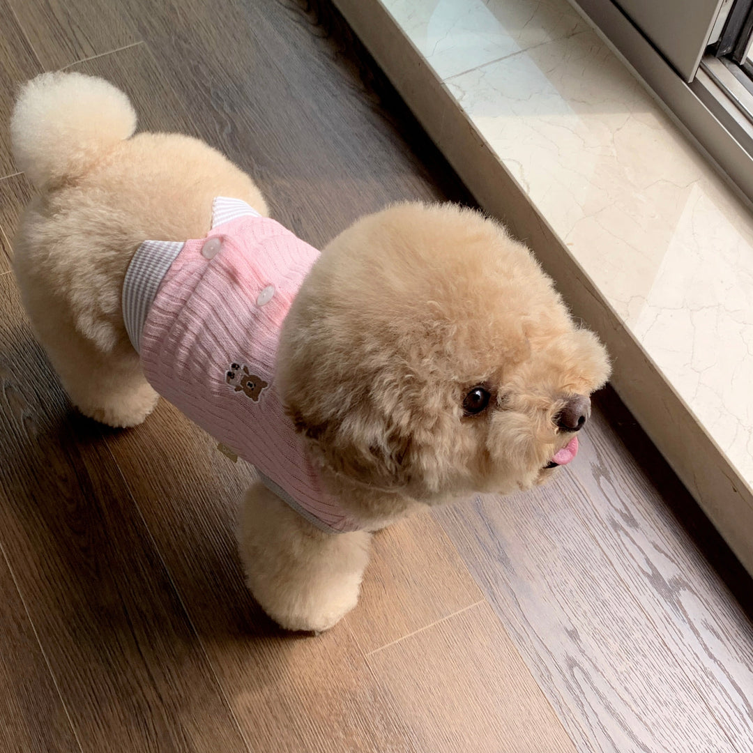 ※予約販売【DURANG RURANG】Teddy Bear Layered Sleeveless（Gray Pink）