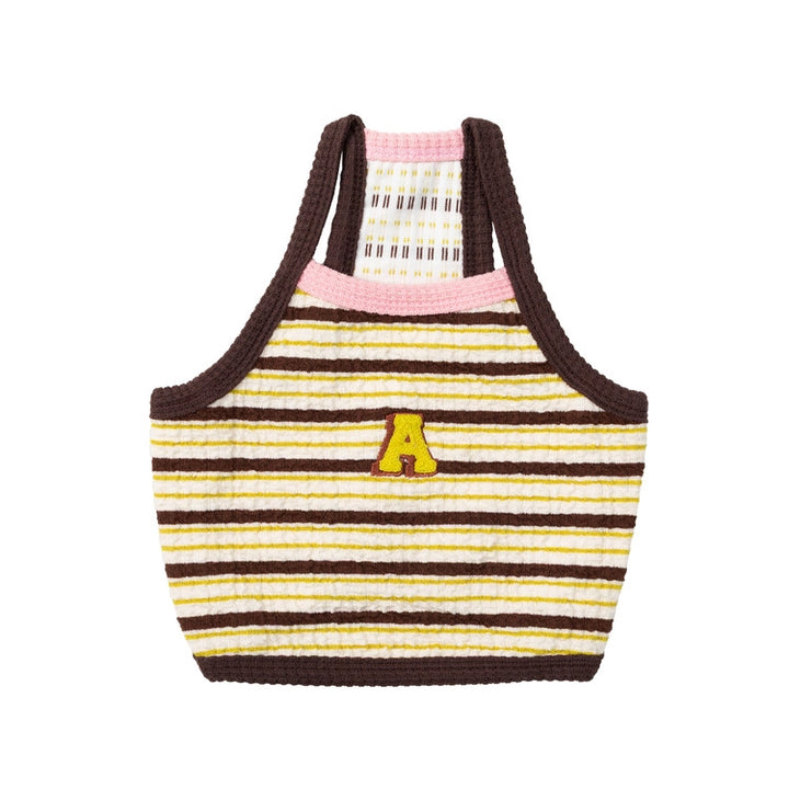 ※予約販売【andblank】A Stitch Stripe Crop Top（Brown）