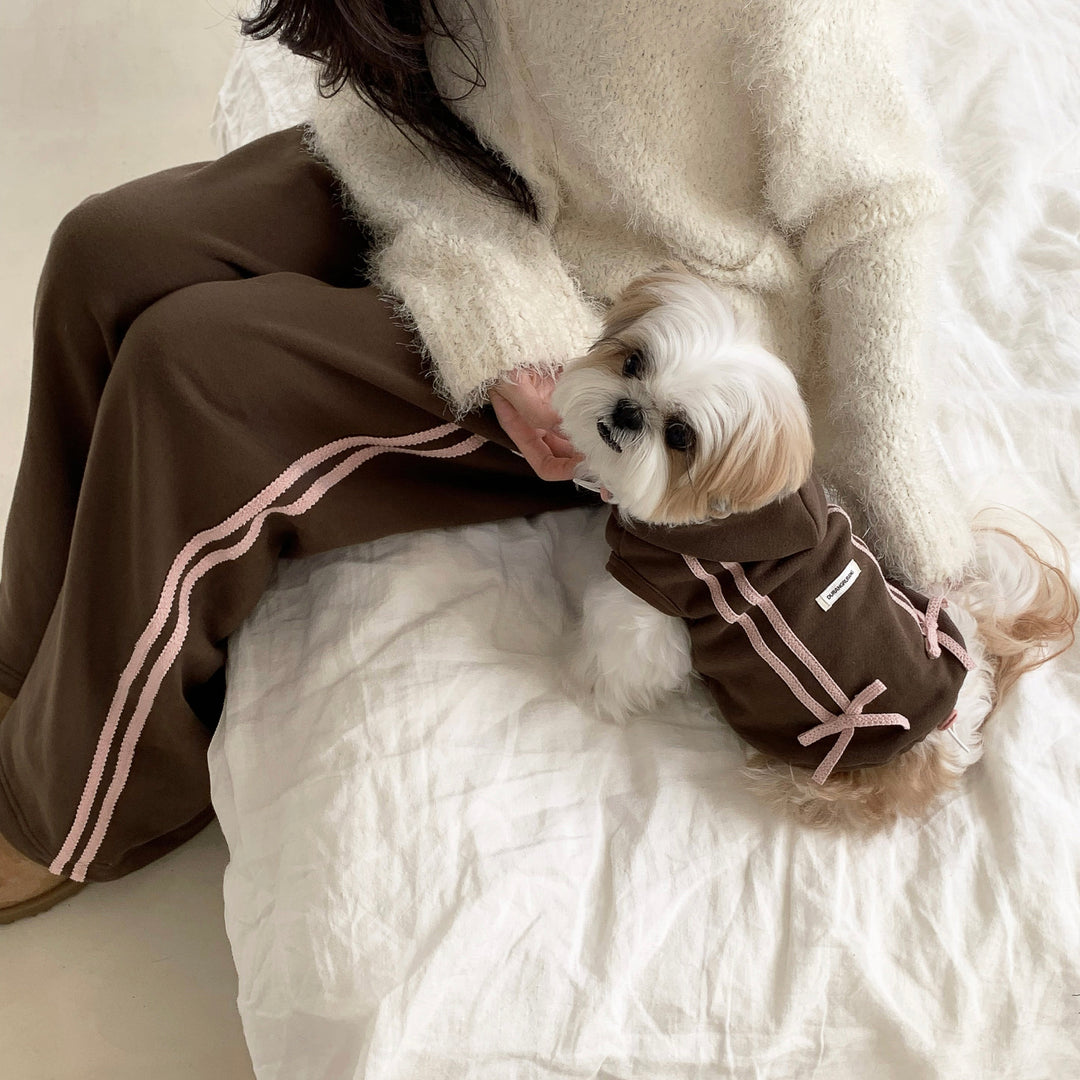 ※予約販売【DURANG RURANG】Ribbon Hoodie Jacket（Choco Brown）