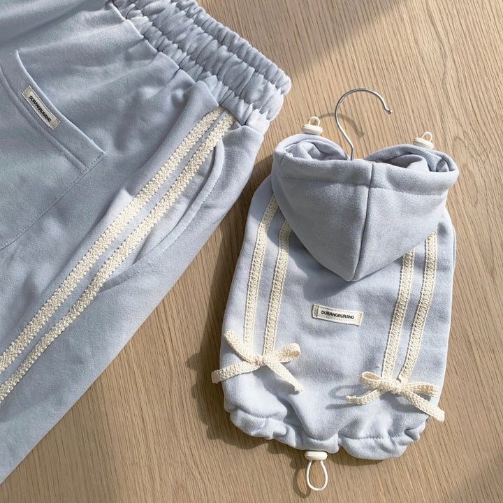 即納【DURANG RURANG】Ribbon Hoodie Jumper（Light Blue）