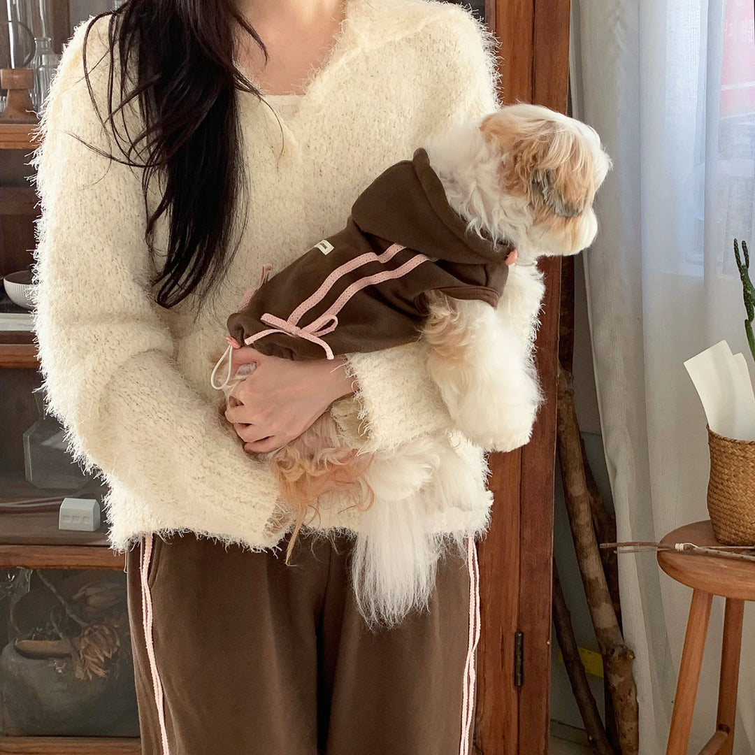 ※予約販売【DURANG RURANG】Ribbon Hoodie Jacket（Choco Brown）