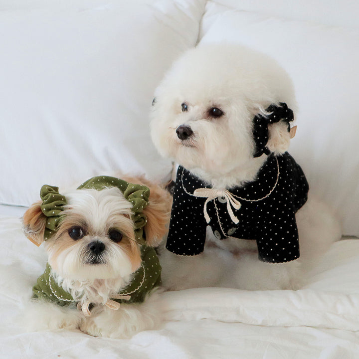 即納【DURANG RURANG】Dot Ribbon Cardigan（Matcha Green）