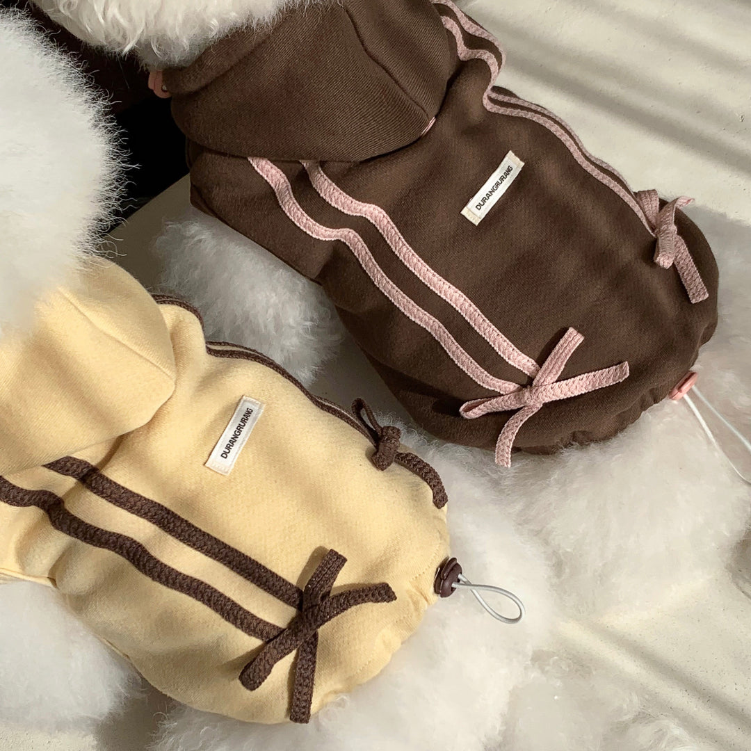 ※予約販売【DURANG RURANG】Ribbon Hoodie Jacket（Choco Brown）