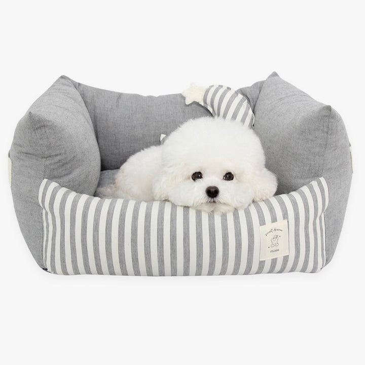 ※予約販売【ITS DOG】Basic Stripe Square Bed（Gray）