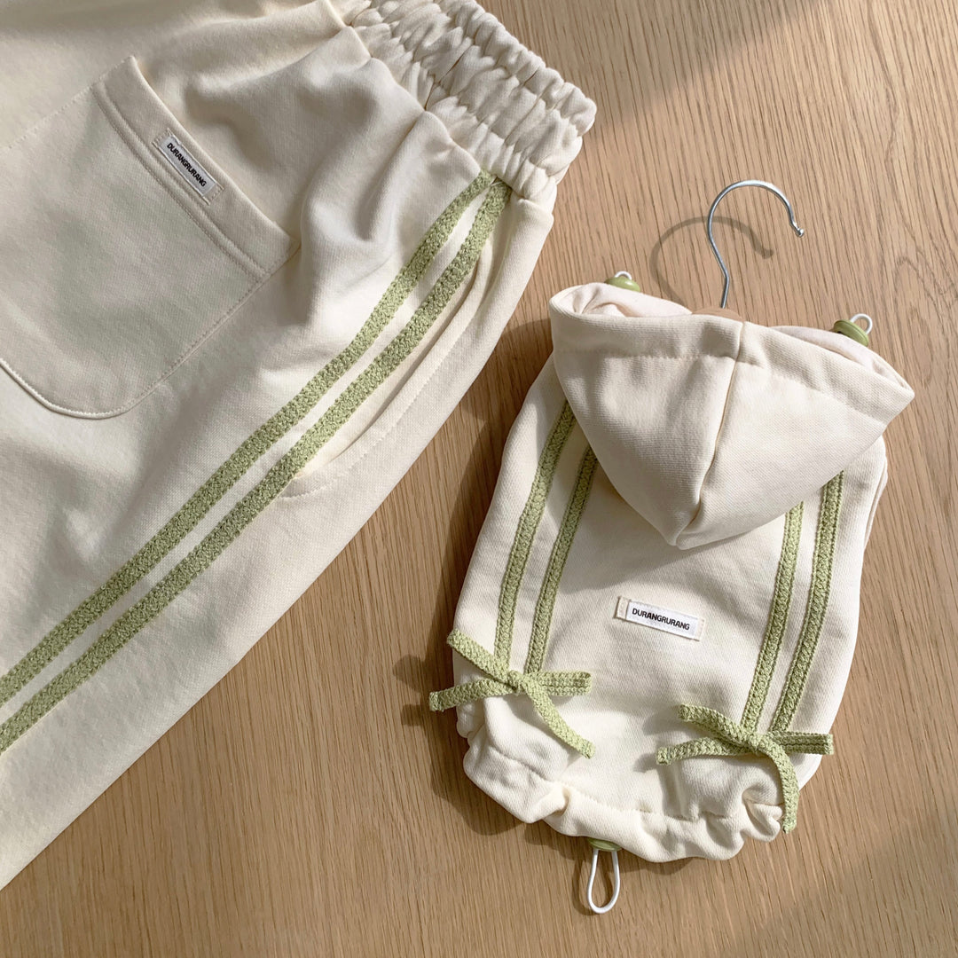 即納【DURANG RURANG】Ribbon Hoodie Jumper（Cream）