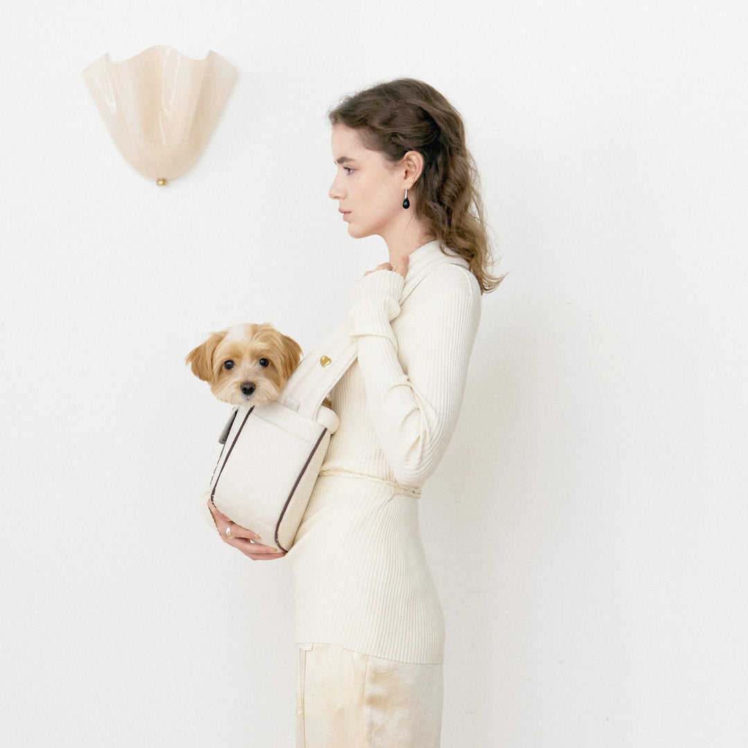 ※予約販売【seoru】Dot Valentine Bag（Brown）｜犬用バッグ